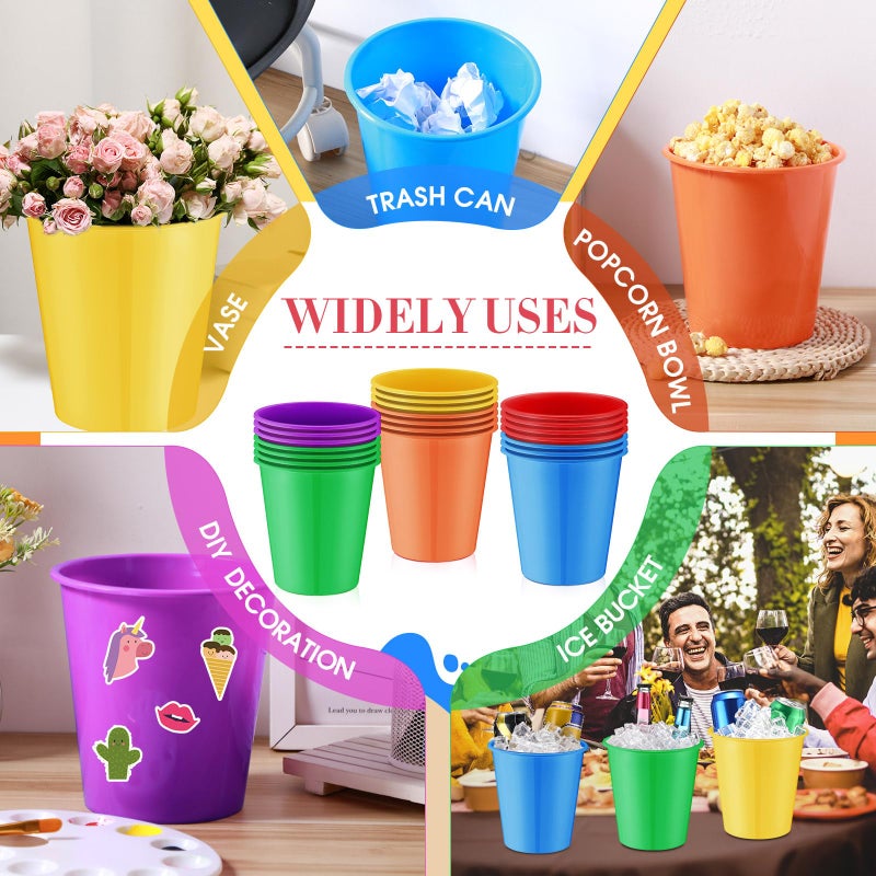 Layhit 24 Pcs Plastic Ice Buckets for Parties 3 Liters Wine Bucket Portable Ice Holder Disposable Wine Cooler for Party Wedding Party Beverages Champagne Soda and Beer (Multicolour) - Image 4