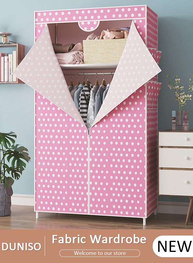 DUNISO خزانة ملابس محمولة مع جيوب جانبية، خزانة قماش لتعليق الملابس، منظم ملابس قائم مع غطاء قماش متين، منظم ملابس خزانة بسحاب لغرفة النوم، غرفة الملابس متينة وسهلة التجميع - Image 1