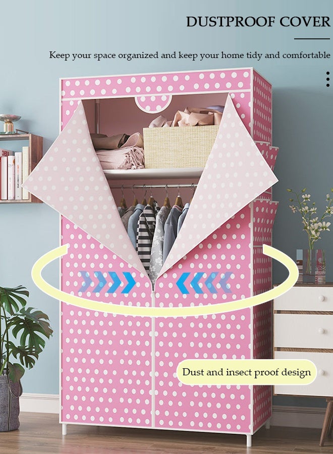 DUNISO خزانة ملابس محمولة مع جيوب جانبية، خزانة قماش لتعليق الملابس، منظم ملابس قائم مع غطاء قماش متين، منظم ملابس خزانة بسحاب لغرفة النوم، غرفة الملابس متينة وسهلة التجميع - Image 5