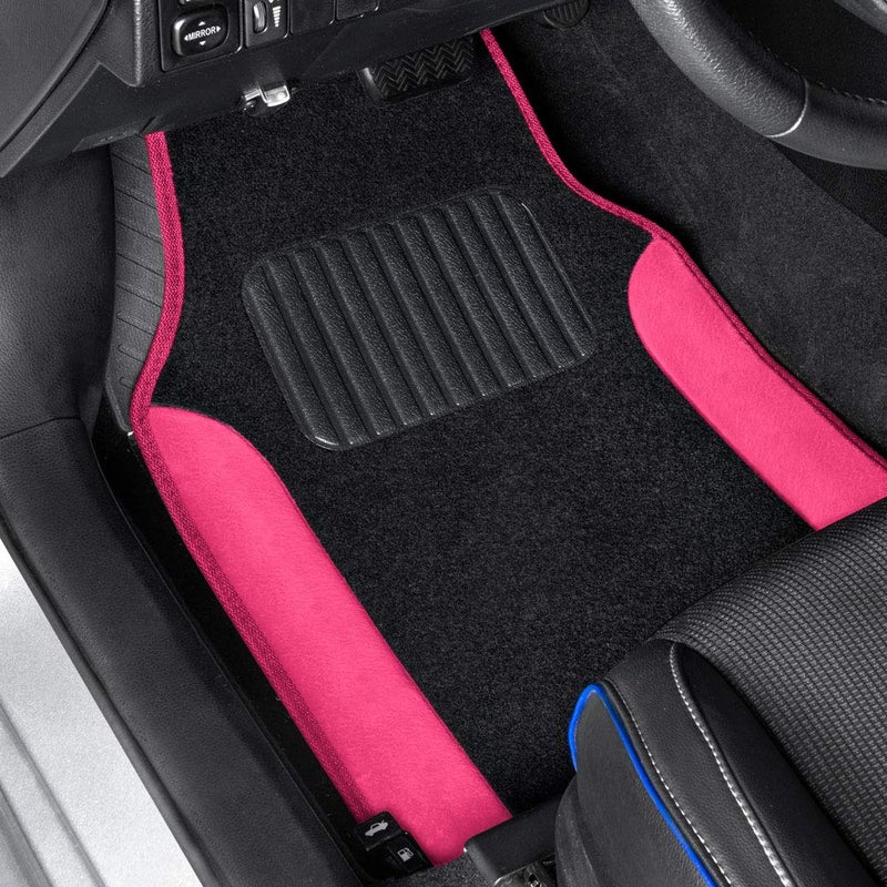 BDK Hot Pink Carpet - Two-Tone Faux Leather Automotive Floor Mats, Included Anti-Slip Features and Built-in Heel Pad, Stylish Floor Mats for Cars Truck Van SUV - Image 4