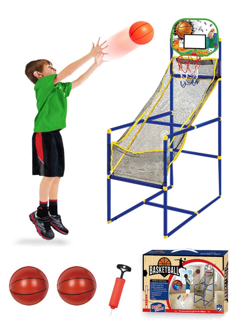 Jourvent Adjustable Height Kids Basketball Hoop & Stand Set for Indoor/Outdoor Use - Includes 2 Basketballs and Air Pump  - Image 1
