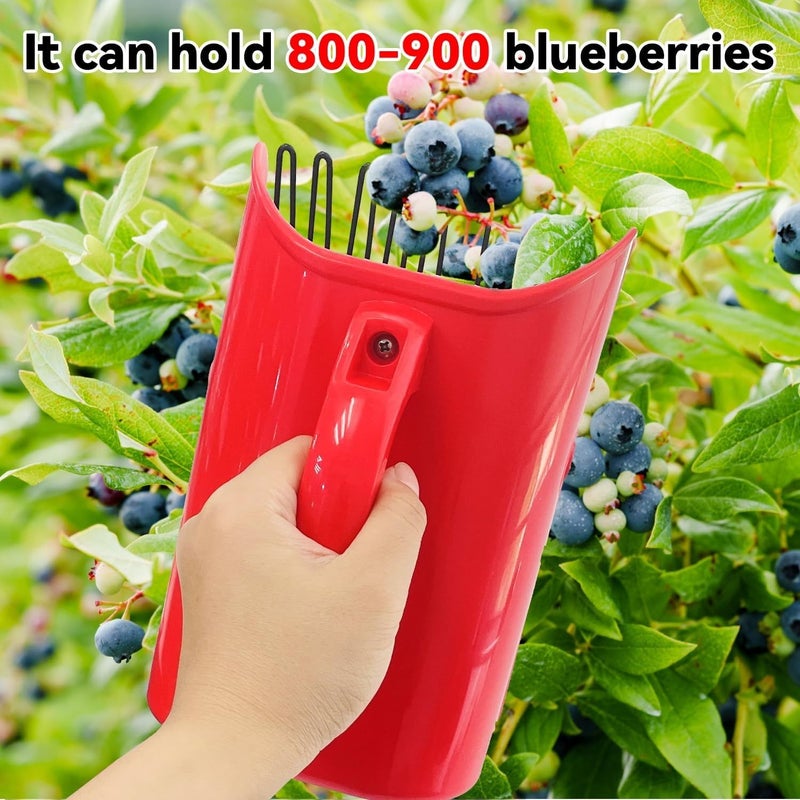 1pc Red Plastic Berry Picker For Blueberry Hawthorn Blackberry Lingonberry With Metal Comb Ergonomic Handle Blueberry Scoop - Image 2