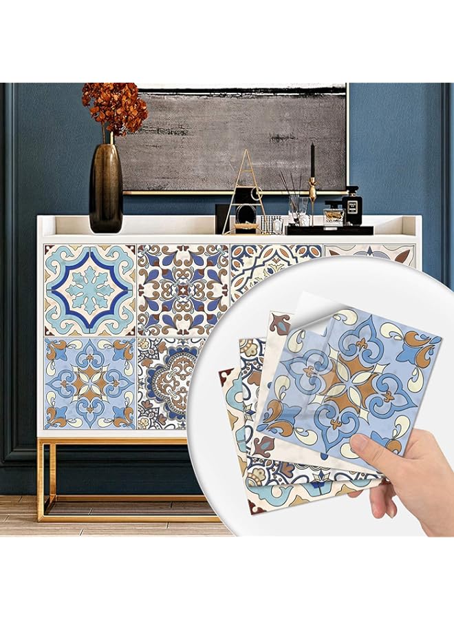 Raxoom BPA Decorative Tile Stickers PVC Adhesive Tile Decals Vintage Removable Tile Stickers Backsplash Wall Tile Decals Furniture Decor Tile Stickers for Decorative Bathroom Kitchen 20PCS  - Image 3