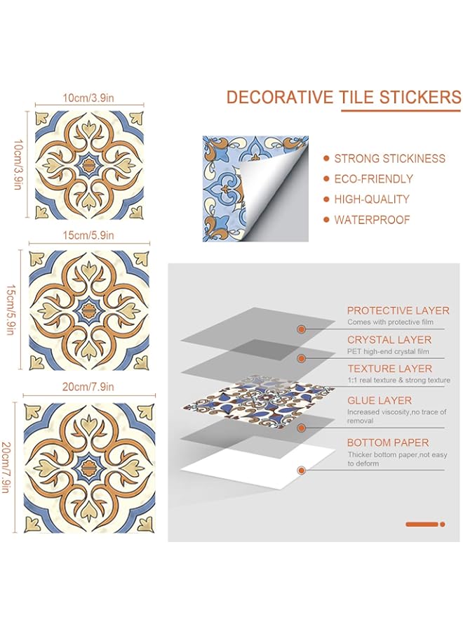 Raxoom BPA Decorative Tile Stickers PVC Adhesive Tile Decals Vintage Removable Tile Stickers Backsplash Wall Tile Decals Furniture Decor Tile Stickers for Decorative Bathroom Kitchen 20PCS  - Image 2