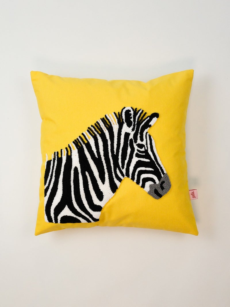 Galia Tasarım Galia Design Zebra Pattern Punch Cushion Cover - Yellow  - Image 1