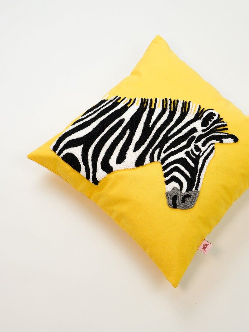 Galia Tasarım Galia Design Zebra Pattern Punch Cushion Cover - Yellow  - Image 2
