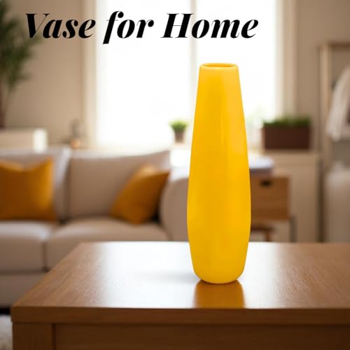 BRONGS Vastu Yellow Vase | Height - 37 cm | Decorative Pot for Home & Office | Feng Shui Showpiece for Positive Energy, Prosperity & Good Luck | Resin Table Decor Gift - Image 3