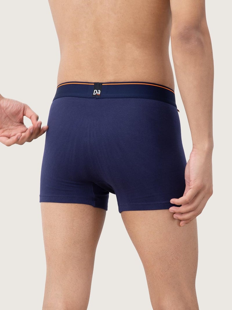 DAMENSCH Regular Fit Solid Cotton Blend Trunk Underwear Anti-Bacterial Moisture Wicking Breathable Microfibre Waistband Deo-Cotton Trunks for Men-New Navy, Black Knight, Salt Grey-M - Image 5