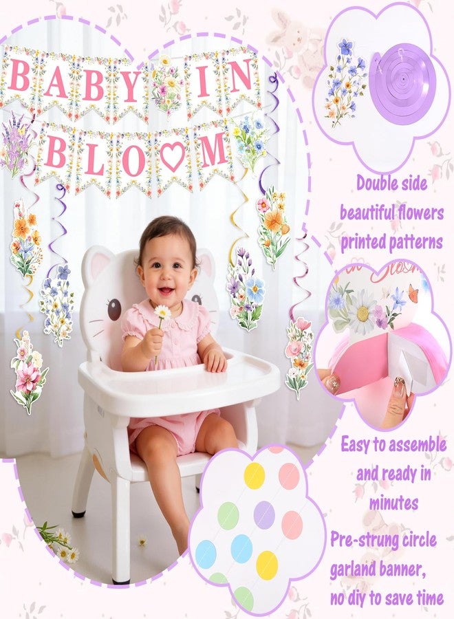 Bolake Wildflower Baby Shower Decorations for Girl Set with Baby in Bloom Banner Wildflower Mom to Be Sash Dad to Be Pin Wildflower Hanging Swirls Honeycomb Table Decor for Baby Shower Decorations - Image 3