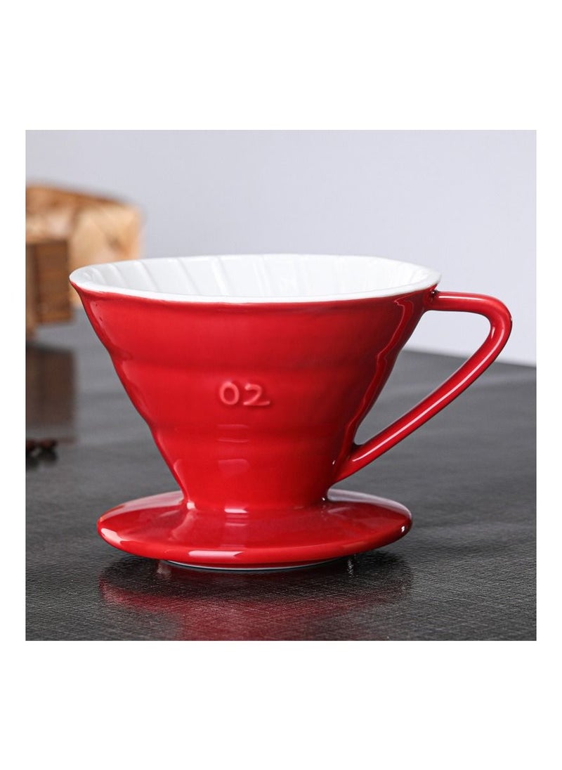 Old_Feller V60 Coffee Machine Drip Brew Set Contains 4-Pieces Pour Over Coffee Drip Coffee  Ceramic Filter Red  - Image 3