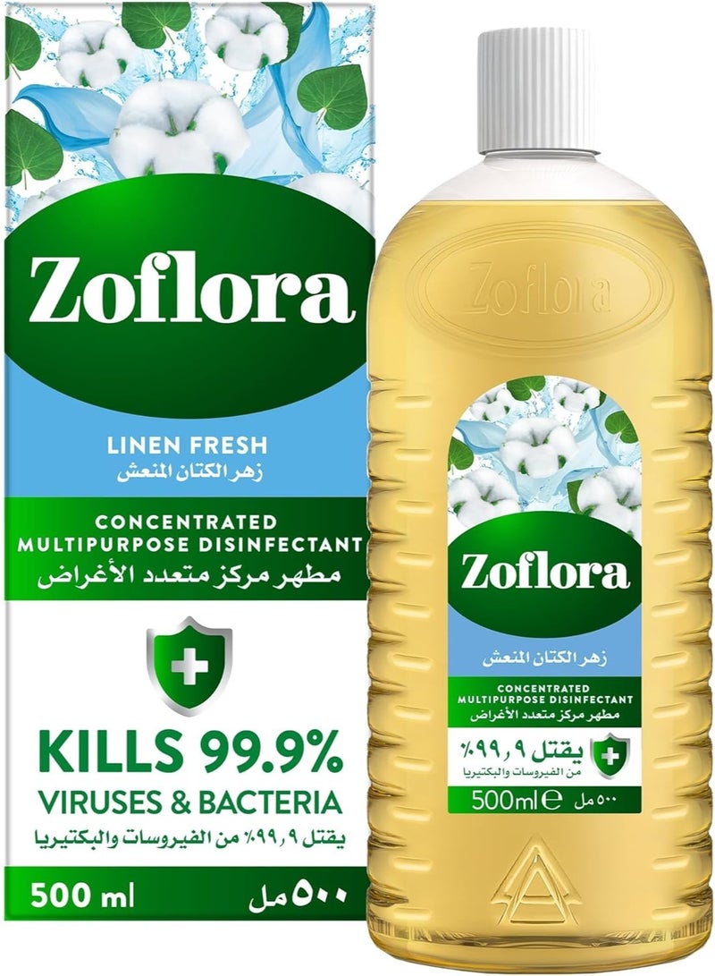 Zoflora-Multi-purpose Concentrated Disinfectant All Surface Cleaner-Floor Cleaner-Effective against bacteria & Viruses-Long Lasting Linen Fresh Fragrance-Eliminates Odour-All Day Fresh-500ml 2 packs - Image 2