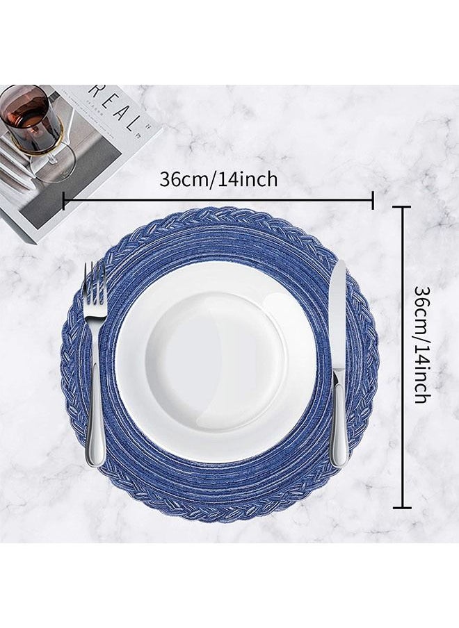 Ant 2-Piece Round Placemats for Dining Table, Woven Heat Resistant Anti-Slid Kitchen Table Mats Bowl Mat Tray Cup Mat 36cm(Navy Blue)  - Image 2