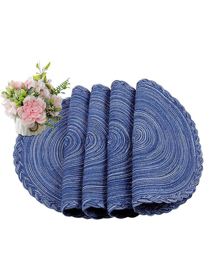 Ant 2-Piece Round Placemats for Dining Table, Woven Heat Resistant Anti-Slid Kitchen Table Mats Bowl Mat Tray Cup Mat 36cm(Navy Blue)  - Image 5