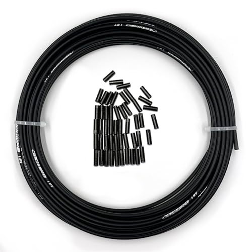 Farbetter Lined Bicycle Bike Derailleur/Shift Cable Housing, 4mm x 50ft, Including 50 PCS Cable End Caps Kit, The Most Trusted DIY Set for SRAM/Shimano Mountain Bike Road Bike (Black) - Image 1