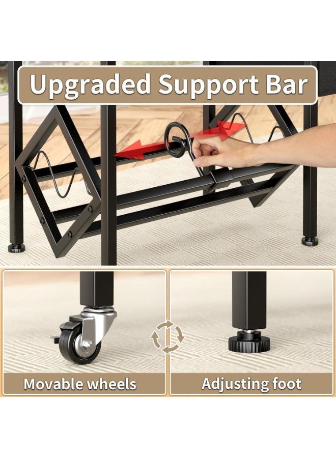 Vinyl Record Player Stand - Record Player Table with Storage Hold 80 Albums Turntable Stand with Organizer Pocket and Wheels - Image 5
