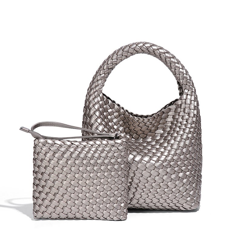 High-End Hand-Woven Bucket Bag – Large Capacity Tote for Daily Use - Image 1