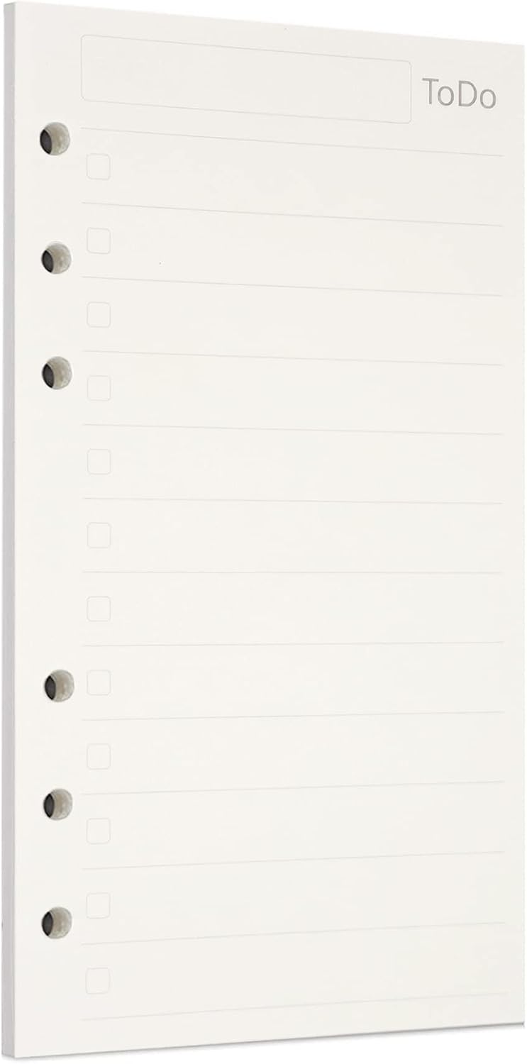 Zelten 1 Pack A6 45 Sheets/90 Pages Todo Loose Leaf Punched Paper Refills Paper for 6 Hole Binder Personal Organizer Diary Notebook Refillable Planner - Image 1