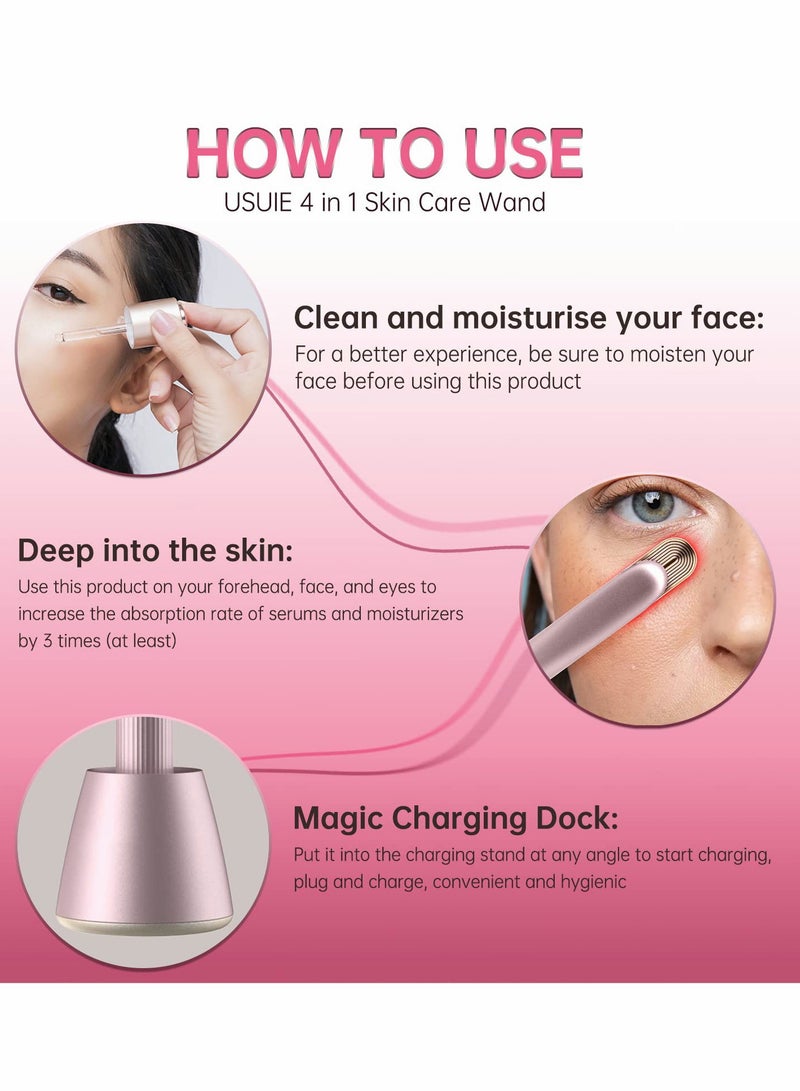 Excefore Face Skin Tightening Machine, 4-in-1 Facial Tool, Red Light Therapy for and Neck, Massager, Reduce Wrinkles, Anti-Aging Tools, 2022 Upgraded Version - Pink - Image 3