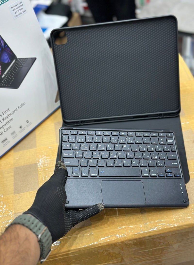 حافظة لوحة مفاتيح محمية مع لوحة لمس لجهاز iPad mini 6 إنجليزي + عربي اللون أسود - Image 2