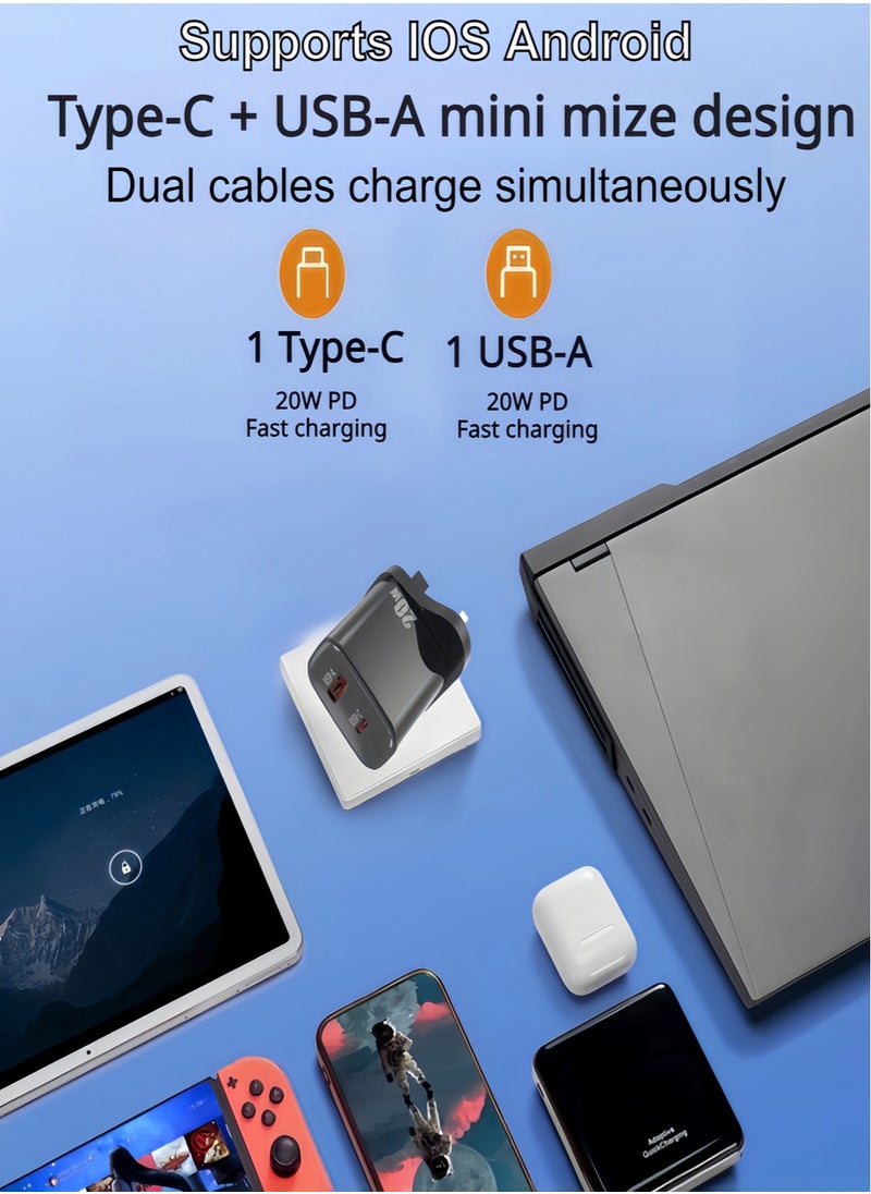 20W Mobile Charger Adapter,USB C to Lightning fast chrager,Sumsung tablet USB C Charger,Nokia mobile C type charger,two-Port Fast Power Adapter, Compatible with Huawei,Xiaomi,iPad