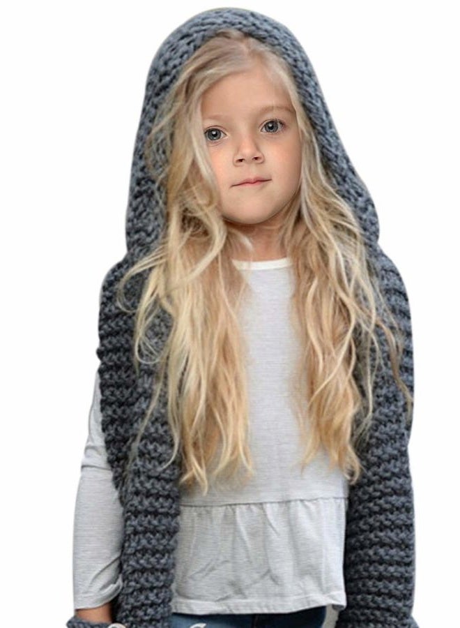 Sumolux Girls Kids Winter Hat Halloween Warm Chunky Knit 3-in-1 Hats Knitted Coif Mittens Scarf Pocket Gloves Hoods - Image 1