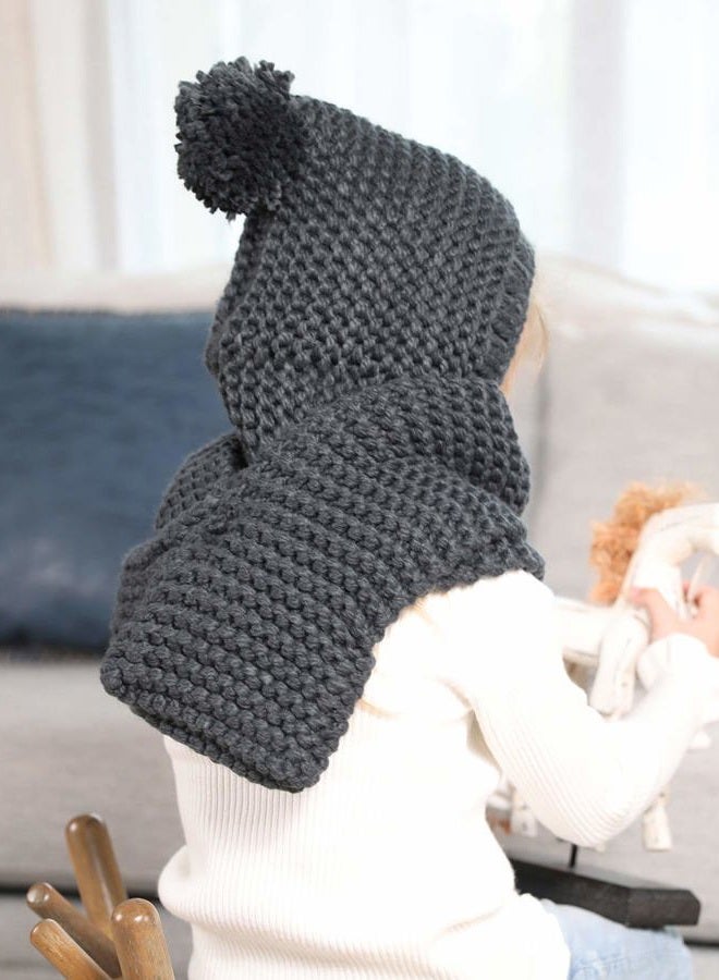 Sumolux Girls Kids Winter Hat Halloween Warm Chunky Knit 3-in-1 Hats Knitted Coif Mittens Scarf Pocket Gloves Hoods - Image 4