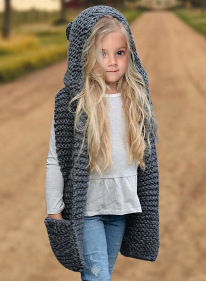 Sumolux Girls Kids Winter Hat Halloween Warm Chunky Knit 3-in-1 Hats Knitted Coif Mittens Scarf Pocket Gloves Hoods - Image 2