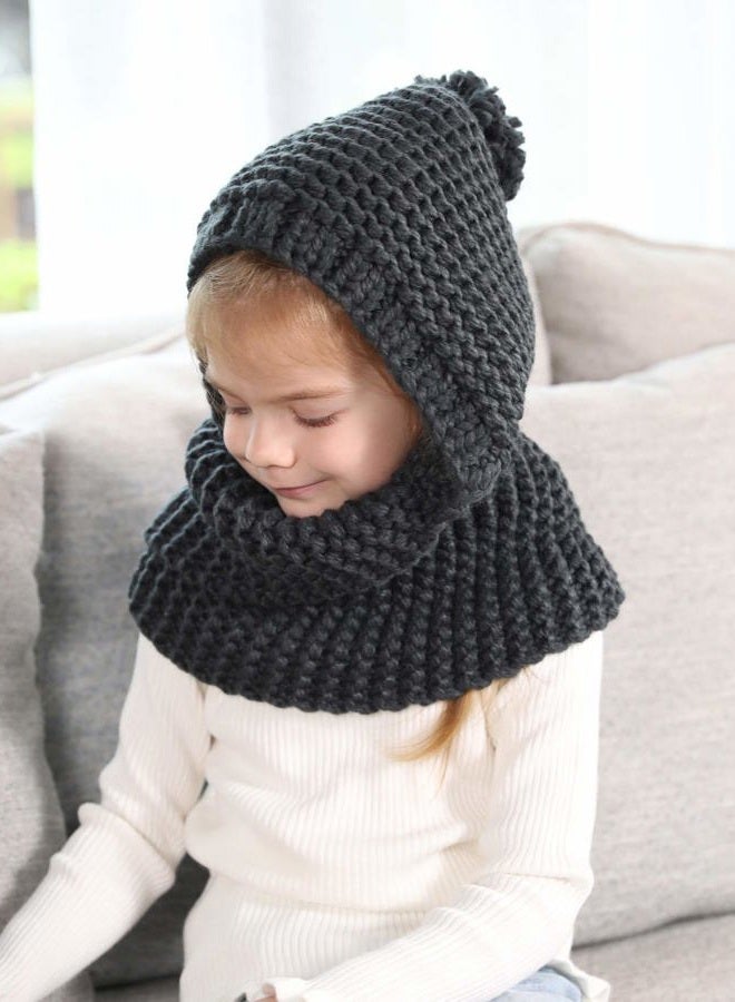 Sumolux Girls Kids Winter Hat Halloween Warm Chunky Knit 3-in-1 Hats Knitted Coif Mittens Scarf Pocket Gloves Hoods - Image 3
