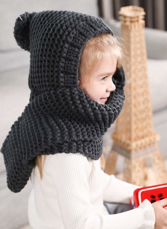 Sumolux Girls Kids Winter Hat Halloween Warm Chunky Knit 3-in-1 Hats Knitted Coif Mittens Scarf Pocket Gloves Hoods - Image 5