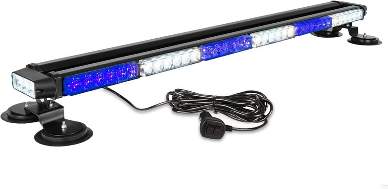 ASPL 38.5" 78 LED Strobe Light Bar Double Side Flashing High Intensity Emergency Warning Flash Strobe Light with Magnetic Base for Safety Construction Vehicles Tow Trucks Pickup (Blue/White) - Image 1