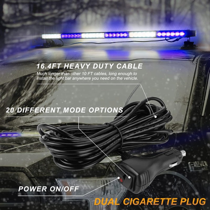 ASPL 38.5" 78 LED Strobe Light Bar Double Side Flashing High Intensity Emergency Warning Flash Strobe Light with Magnetic Base for Safety Construction Vehicles Tow Trucks Pickup (Blue/White) - Image 5