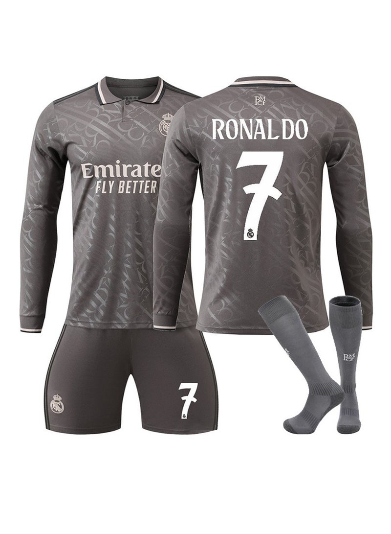 general 2024-2025 Real Madrid Away RONALDO #7 Long Sleeve Football Training Uniform, Football Tracksuit Set, Football Jersey/Pants Socks Set Kids Size & Adult Size, Gift for Fan Friends  - Image 1