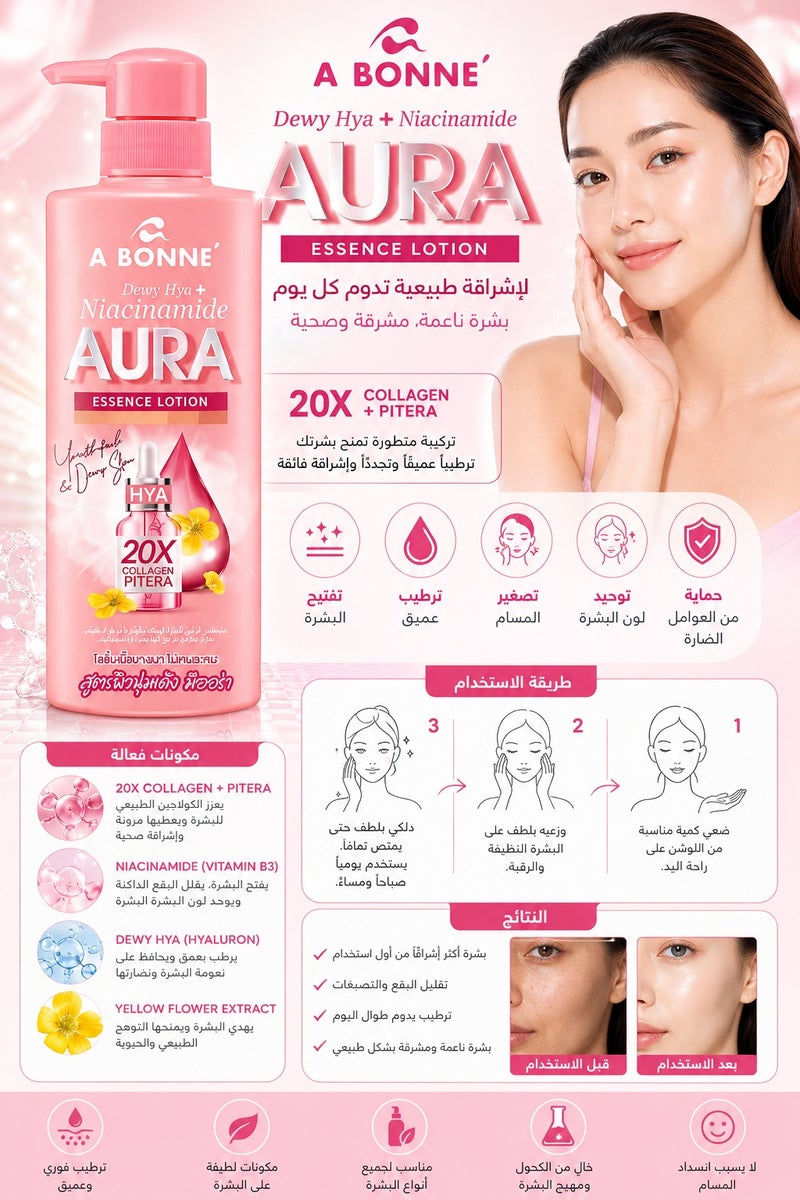 A BONNE Dewy Hya Niacinamide Aura Essence Lotion 500 ML - Image 2