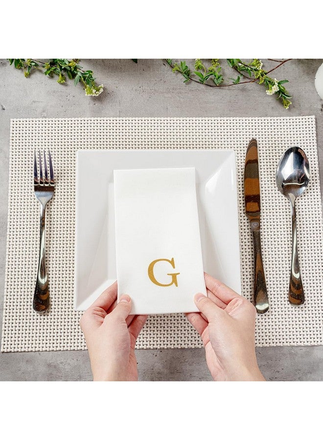 Restaurantware Luxenap 15.8 X 7.9 Inch Linen-Feel Guest Towels, 50 Lettered Hand Towels - Gold Letter 'G', Sans Serif Font, White Paper Dinner Napkins, airlaid, For Restrooms And Tables - Restaurantware - Image 5