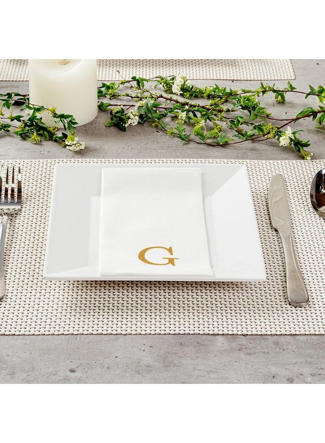 Restaurantware Luxenap 15.8 X 7.9 Inch Linen-Feel Guest Towels, 50 Lettered Hand Towels - Gold Letter 'G', Sans Serif Font, White Paper Dinner Napkins, airlaid, For Restrooms And Tables - Restaurantware - Image 4