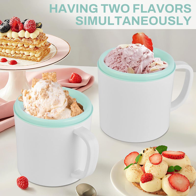 Pukomc Ice Cream Maker Machine for Home Use, with Two Ice Cream Bowls,Simple Operation and Easy to Clean,White Green - Image 2