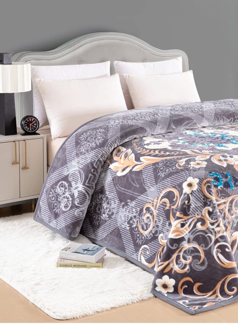 بلوز بطانية ناعمة الملمس محفر برسمات  ونقشات مميزة  شتوي نفرين 5كيلو مقاس 240X220 سم - Image 2