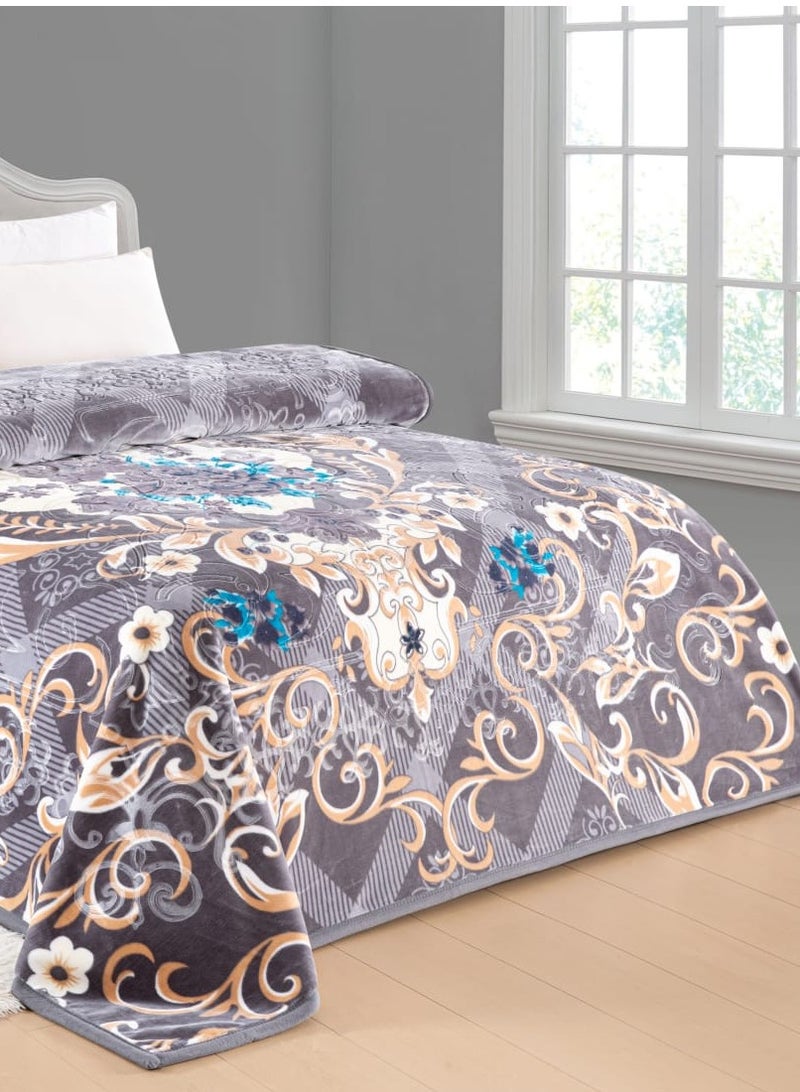 بلوز بطانية ناعمة الملمس محفر برسمات  ونقشات مميزة  شتوي نفرين 5كيلو مقاس 240X220 سم - Image 3