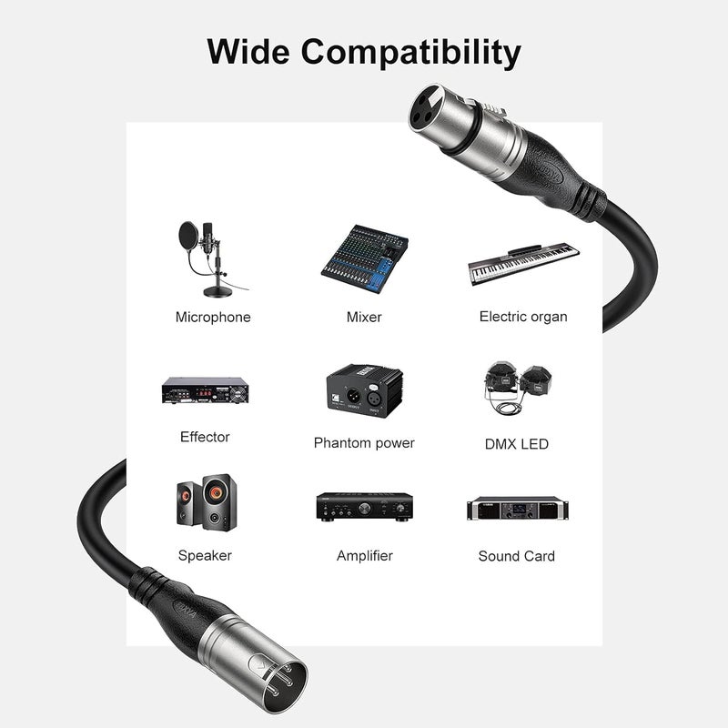 EBXYA كابل EBXYA XLR بطول 3 أقدام - 4 عبوات - كابل ميكروفون متوازن ممتاز مع كابل ميكروفون مكبر صوت 3 دبابيس XLR ذكر إلى أنثى، أسود - Image 5