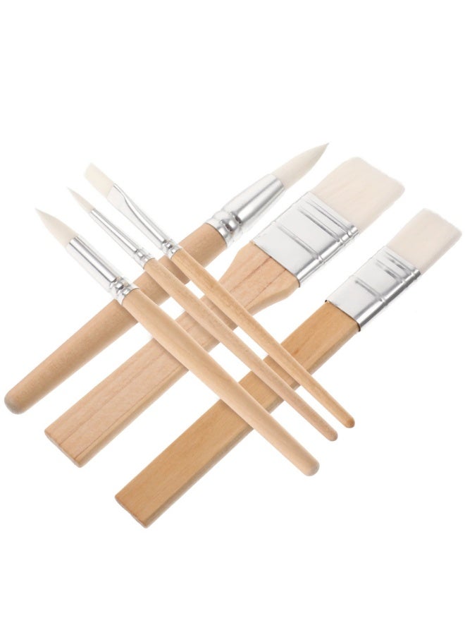6 Pcs Paint Brushes Set Wooden Painting Tools Painting Tools for School Travel Home Gifts - Image 1