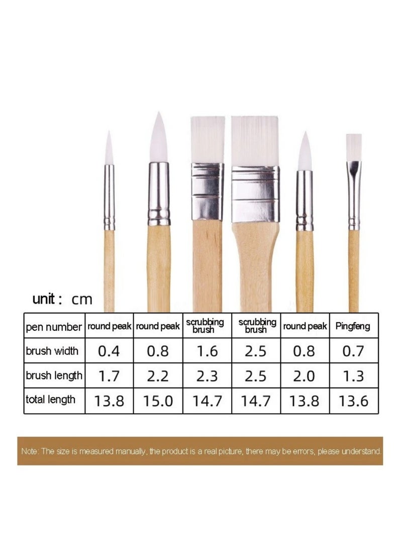 6 Pcs Paint Brushes Set Wooden Painting Tools Painting Tools for School Travel Home Gifts - Image 5