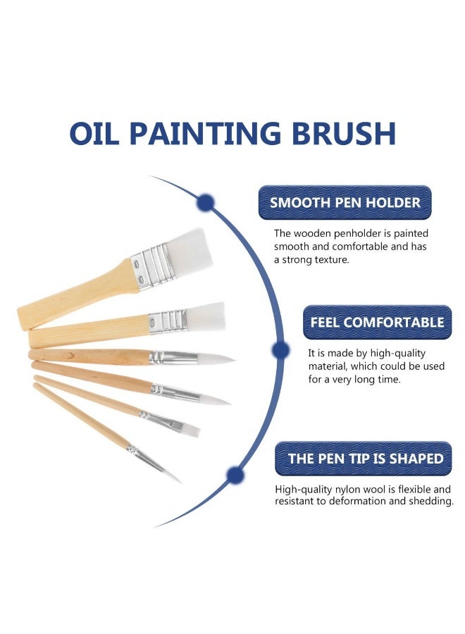 6 Pcs Paint Brushes Set Wooden Painting Tools Painting Tools for School Travel Home Gifts - Image 4