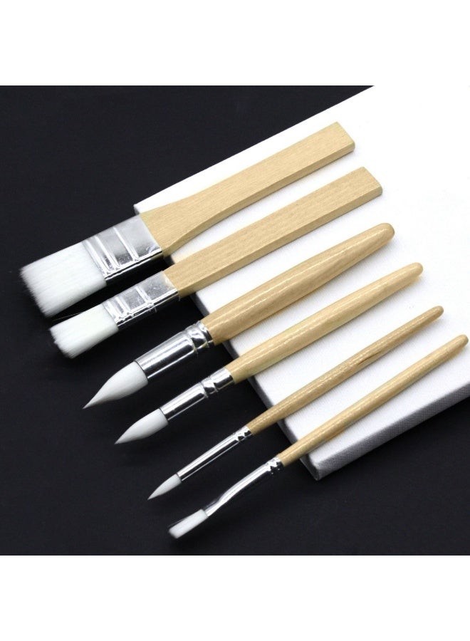 6 Pcs Paint Brushes Set Wooden Painting Tools Painting Tools for School Travel Home Gifts - Image 2