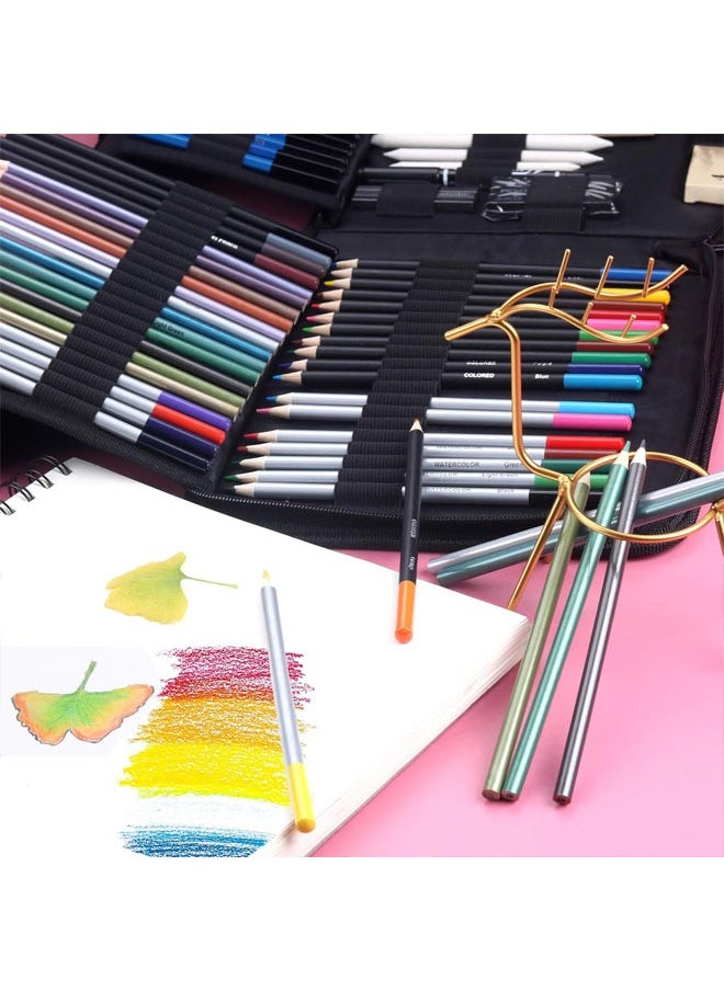 KALOUR - KALOUR 82 Pack Drawing Sketching Kit, Pro Art Supplies with Sketchbook, Include Tutorial,Colored, Graphite, Charcoal, Watercolor,Metallic & Pastel Pencils, Drawing Set for Teens Beginner - Image 1
