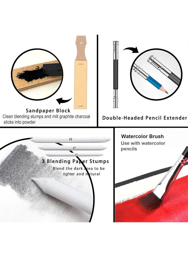 KALOUR - KALOUR 82 Pack Drawing Sketching Kit, Pro Art Supplies with Sketchbook, Include Tutorial,Colored, Graphite, Charcoal, Watercolor,Metallic & Pastel Pencils, Drawing Set for Teens Beginner - Image 1