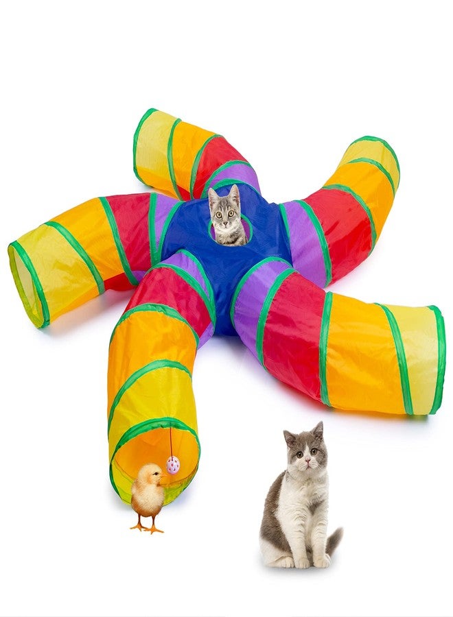 EGETOTA Cat Tunnel for Indoor Cats Large, with Play Ball S-Shape 5 Way Collapsible Interactive Peek Hole Pet Tube Toys, Puppy, Kitty, Kitten, Rabbit (Multicolor) - Image 1