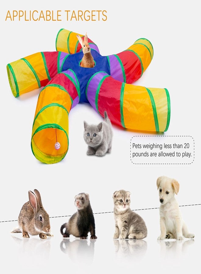 EGETOTA Cat Tunnel for Indoor Cats Large, with Play Ball S-Shape 5 Way Collapsible Interactive Peek Hole Pet Tube Toys, Puppy, Kitty, Kitten, Rabbit (Multicolor) - Image 2