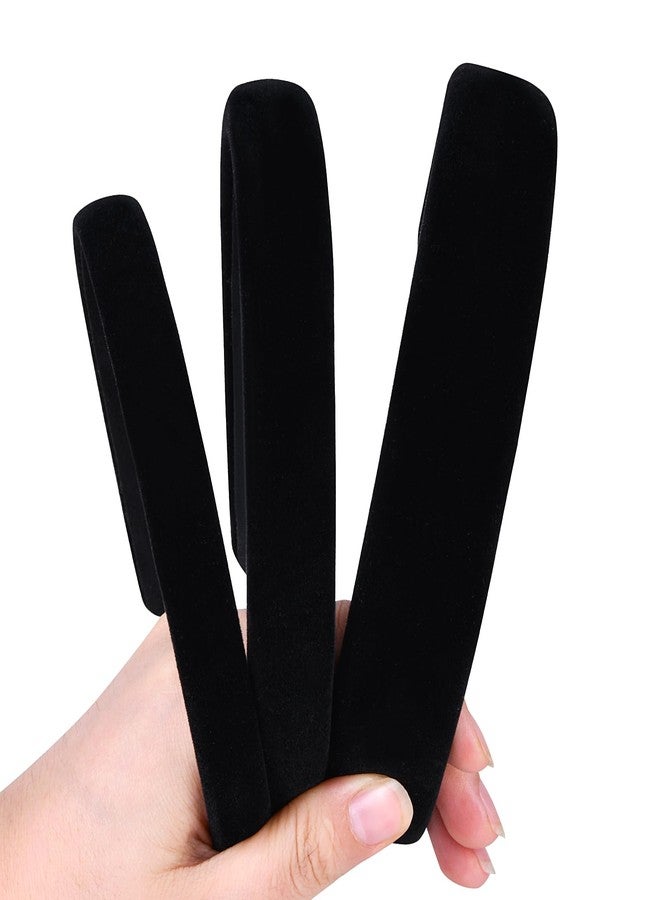 Etercycle Black Headband, 3 Different Width Thick Headbands for Women, Velvet Sponge Hairband Soft Vintage Hair Bands Padded Head Bands Hair Accessories - Image 1
