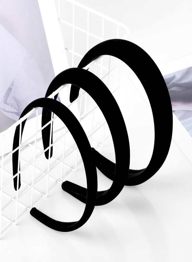 Etercycle Black Headband, 3 Different Width Thick Headbands for Women, Velvet Sponge Hairband Soft Vintage Hair Bands Padded Head Bands Hair Accessories - Image 3