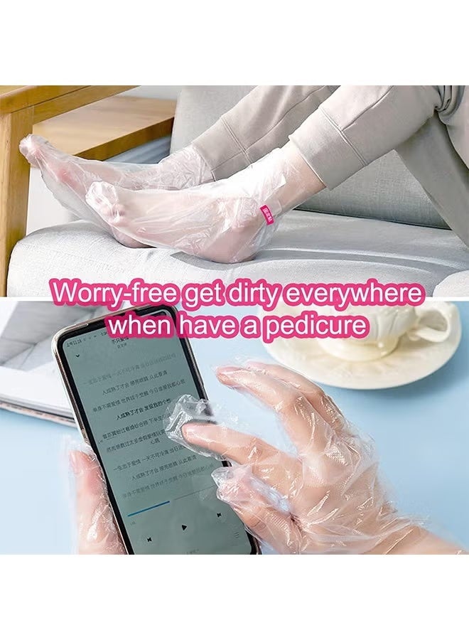 بطانات شمع البارافين للأقدام واليدين، 200 قطعة أكياس بلاستيكية أكبر وأكثر سمكًا للأقدام واليدين، قفازات بلاستيكية للاستحمام بالبارافين وبطانات جوارب قفازات شمع البارافين (قفازات البارافين للأقدام واليدين) - Image 2